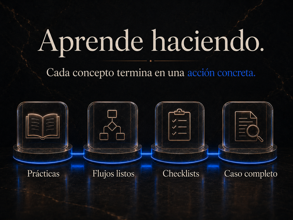 Prácticas, flujos listos, checklists y caso completo