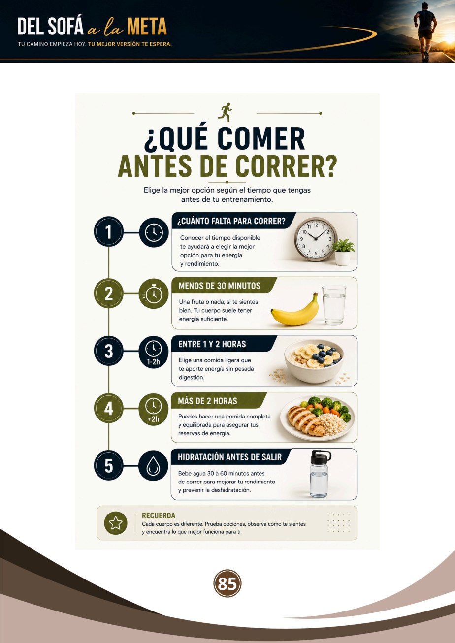 Infografía sobre qué comer antes de correr